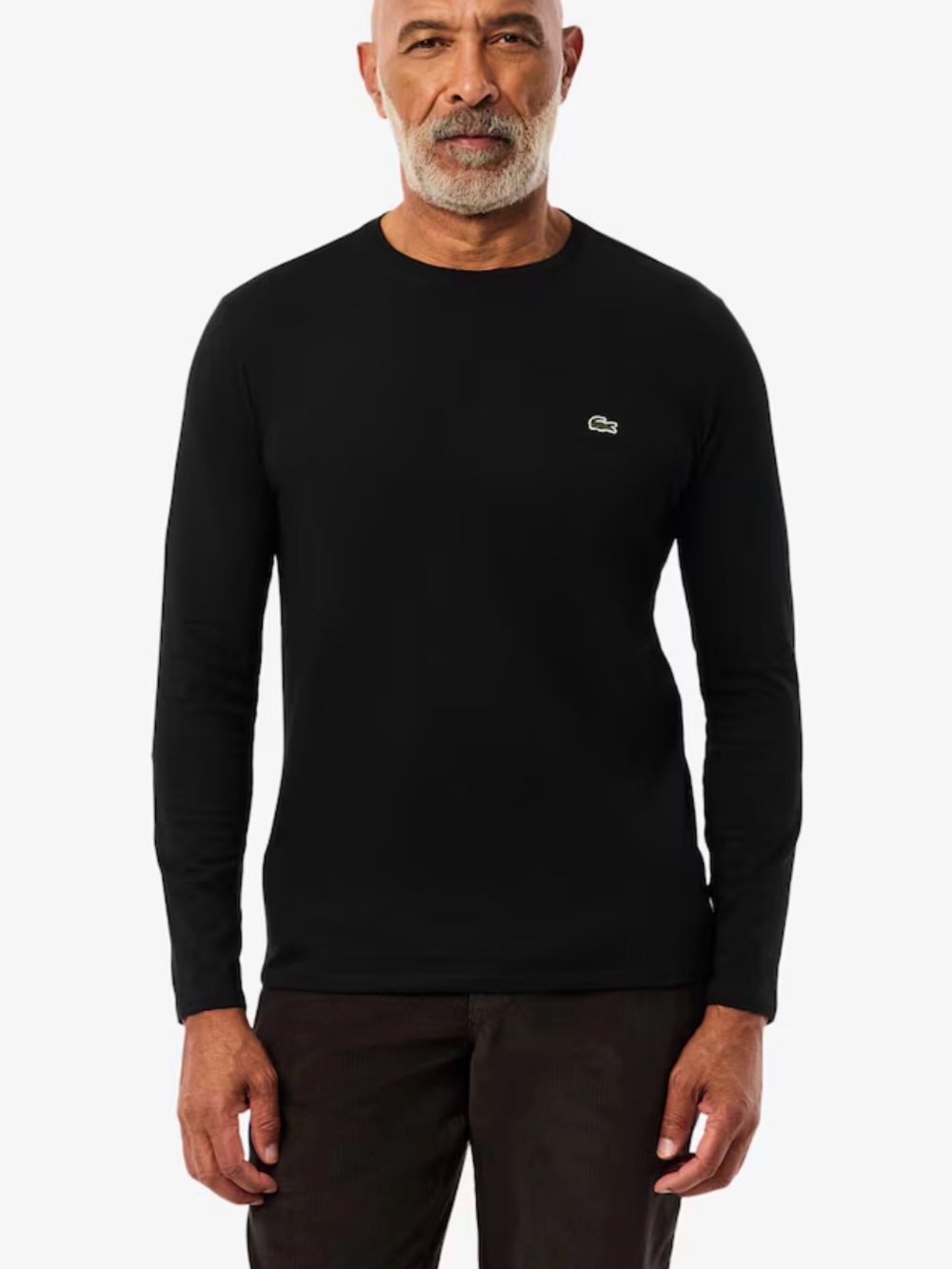 EUC Lacoste Black Pima Cotton Long-Sleeve Crewneck Shirt